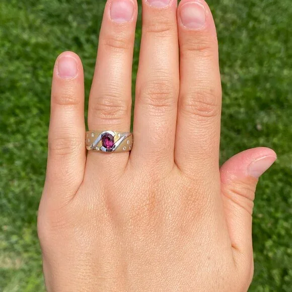 Pink Tourmaline and Diamond Ring in 14K White and Yellow Gold - Picture 7 of 10